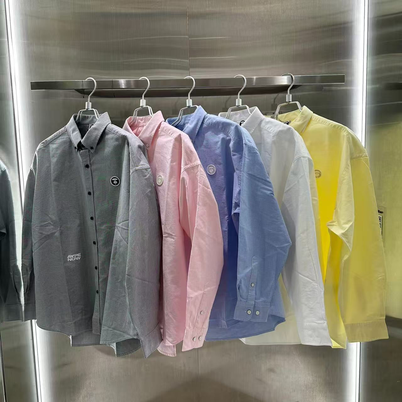 香港直郵 專櫃正品 Aape 26春夏男 猿人小標徽章簡約休閑純色長袖襯衫8555