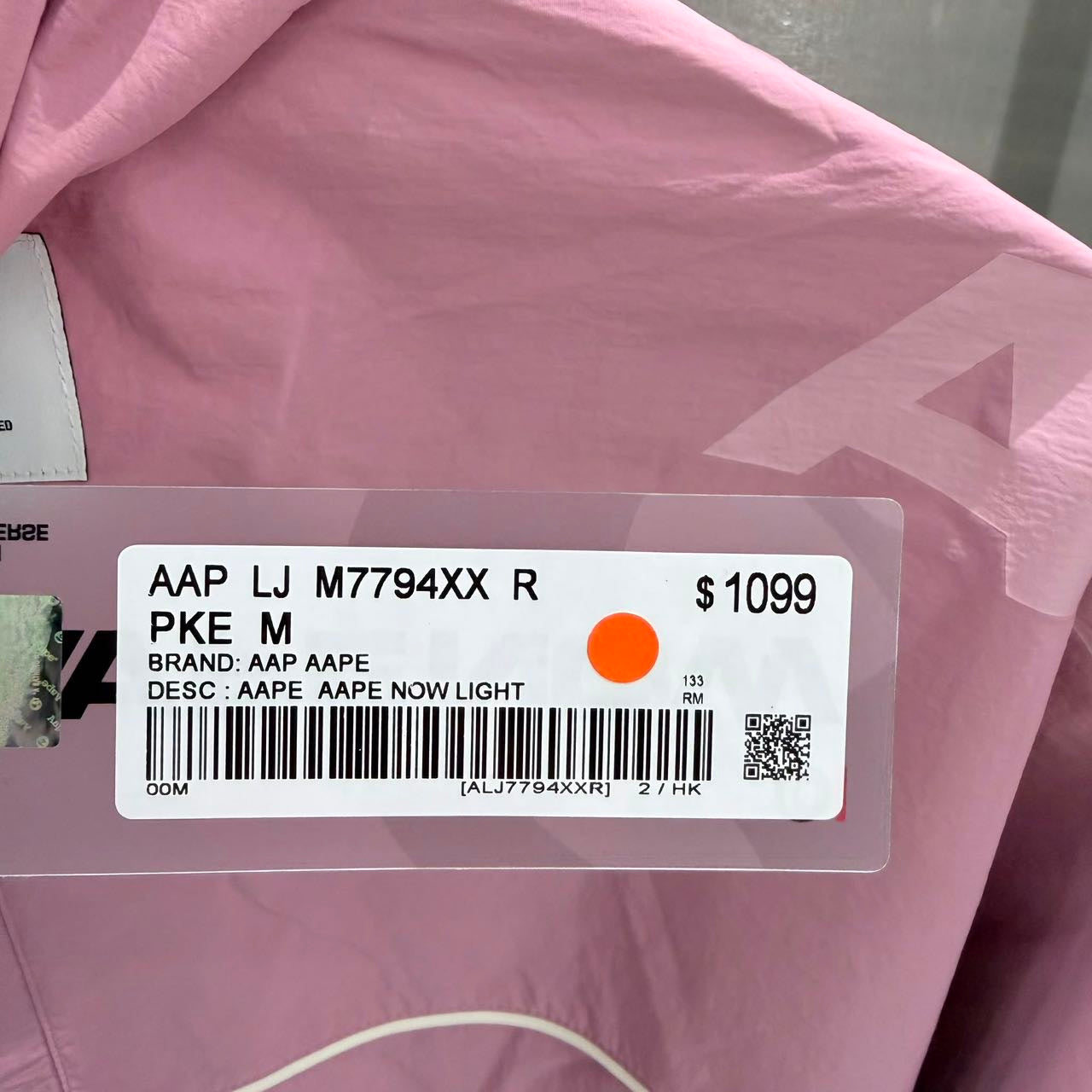 香港直郵 Aape 26秋冬 男 AAPENOW 半高領薄夾克外套7794
