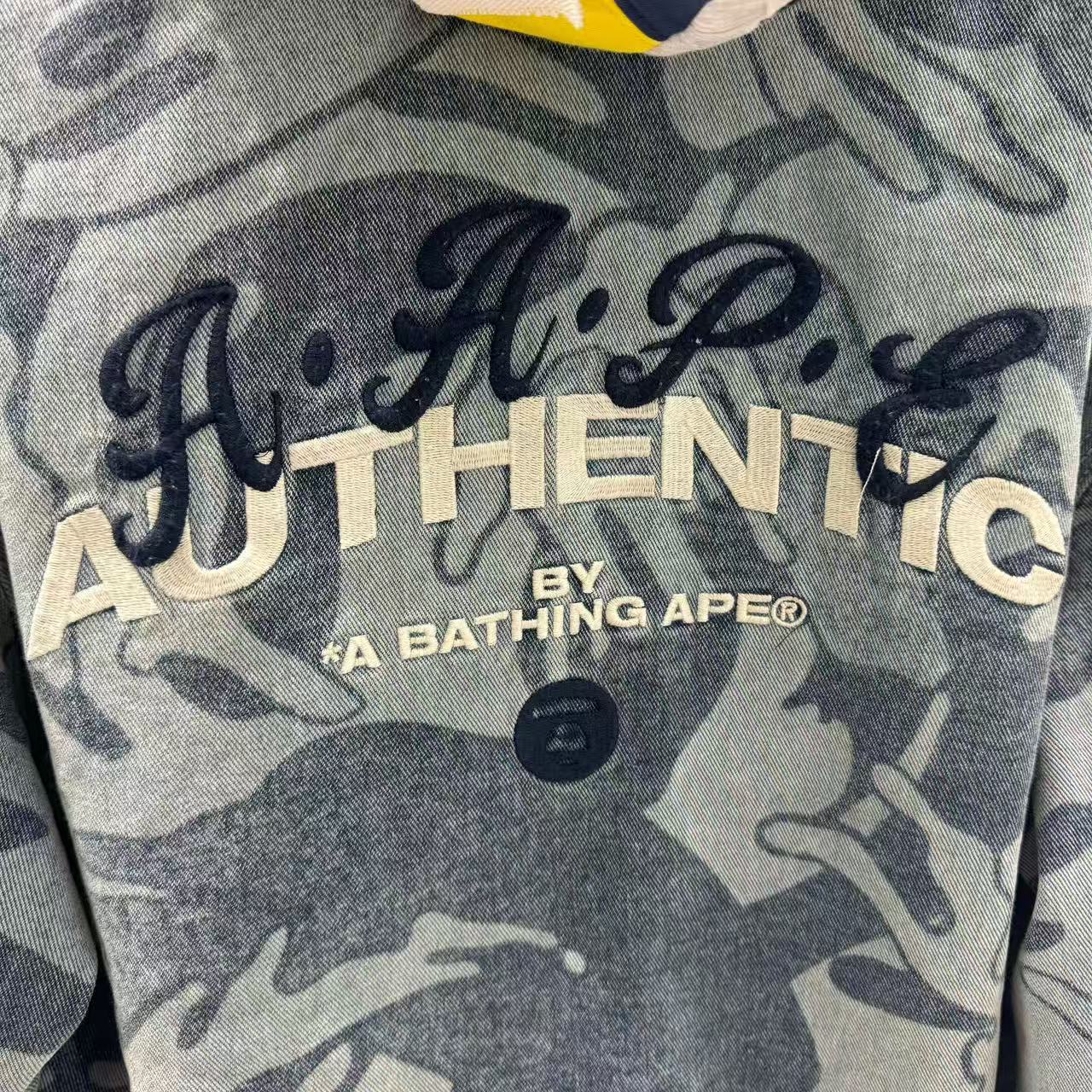 香港代購 專櫃正品 Aape男裝 26春夏猿人刺繡迷彩水洗做舊牛仔夾克外套7772