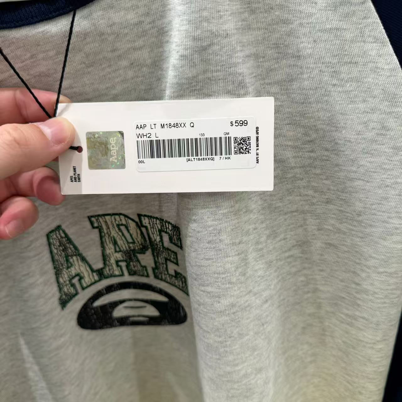 香港直郵 專櫃正品 Aape 26春夏男 字母猿人印花美式復古做舊牛角袖T恤1848