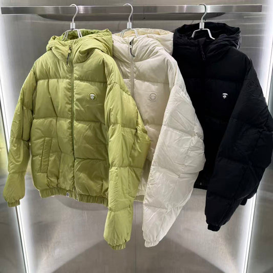 香港直郵 Aape 25秋冬 男  小標徽章簡約潮流連帽面包羽絨服外套7725