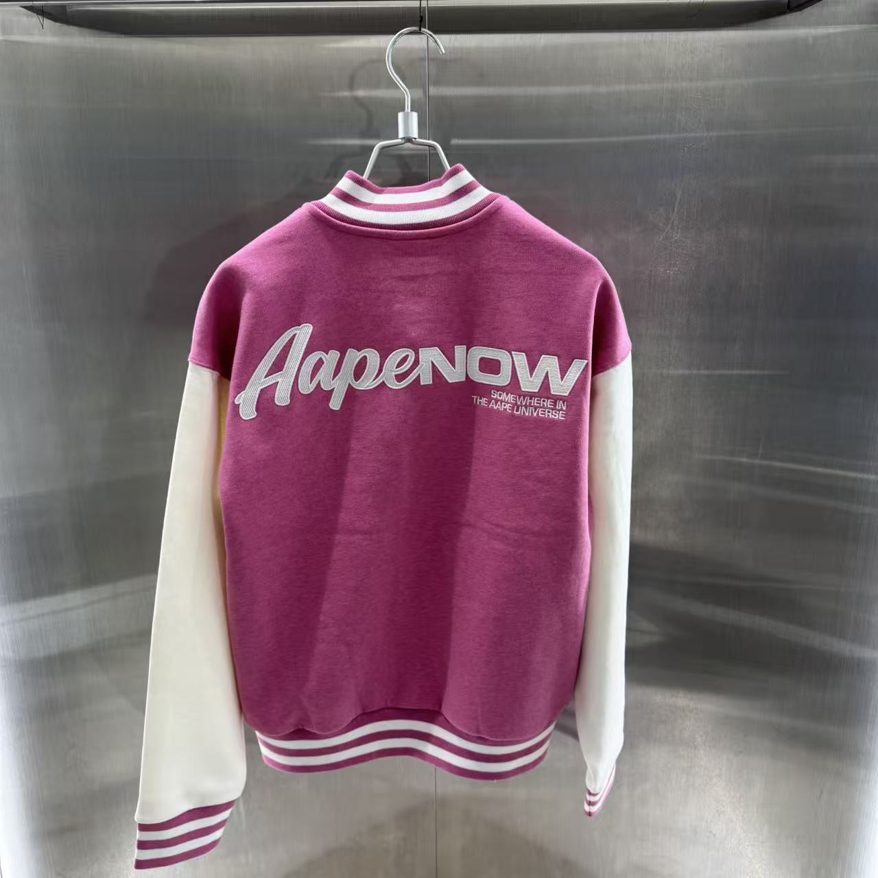 香港直郵 Aape 25秋冬 男 猿人徽章潮流休閑薄絨衛衣棒球服外套C360