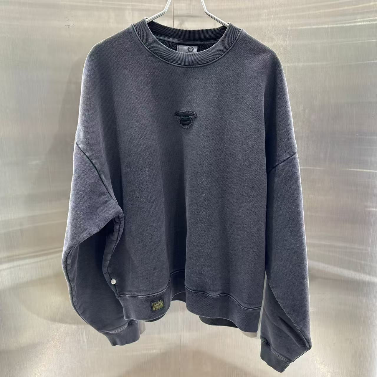 香港直郵 專櫃正品 Aape 26春夏男 字母刺繡復古做舊猿人圓領衛衣D360