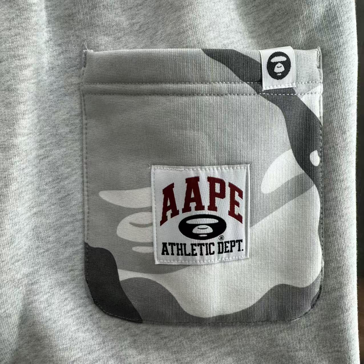 香港直郵 Aape 男裝 25秋冬猿人刺繡迷彩口袋潮流薄絨束腳褲C644