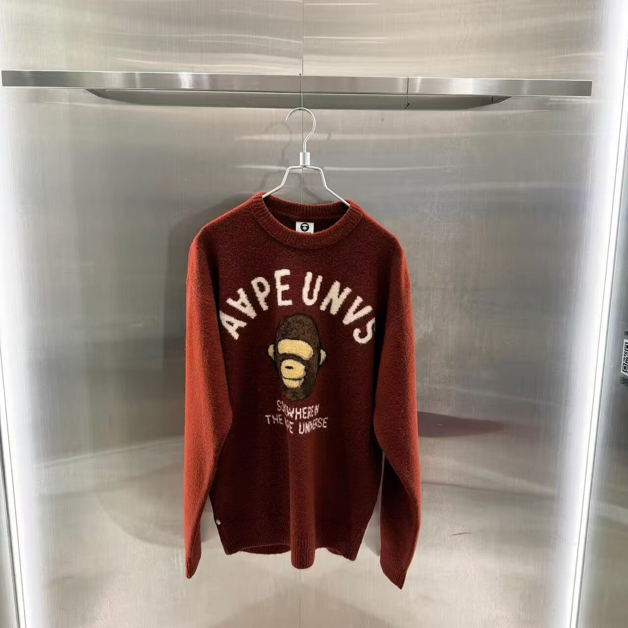 香港直郵 Aape 25秋冬 男 猿人軍團提花休閑圓領毛衣針織衫D343