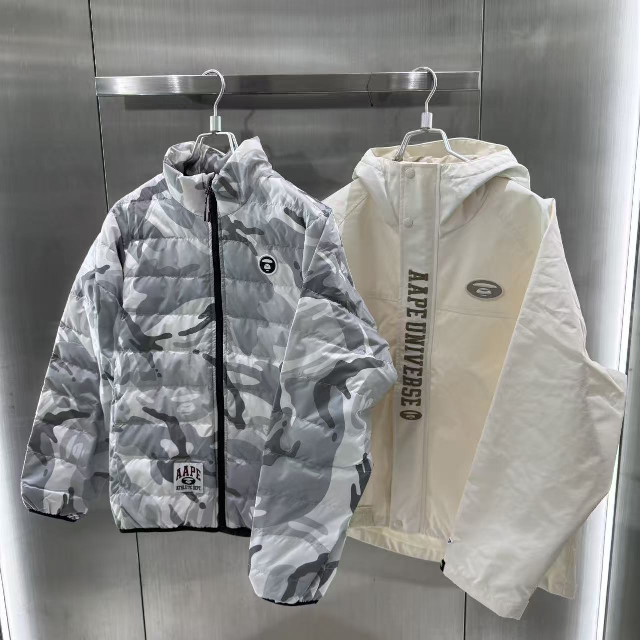 香港直郵 Aape 男裝 25秋冬 可拆卸內膽迷彩潮流羽絨服兩件套7735