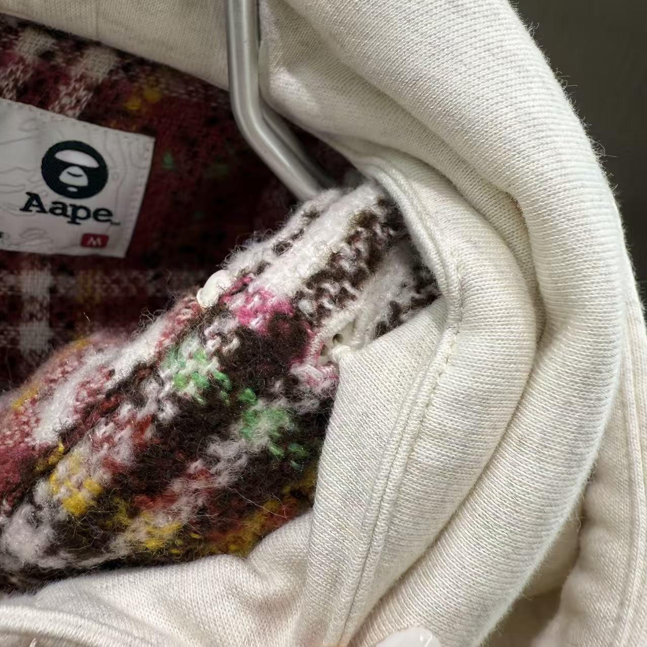 香港直郵 Aape 25秋冬 男裝 可拆卸帽格紋翻領潮流長袖襯衫外套8549