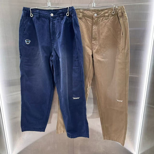 香港代購 專櫃正品 Aape 男裝 26春夏猿人徽章字母刺繡復古水洗休閑長褲D612