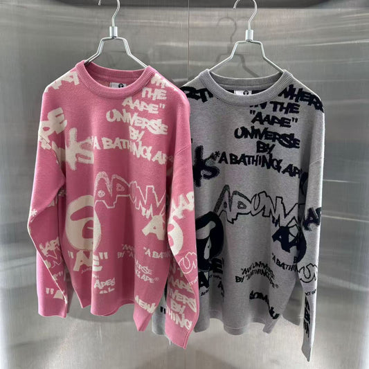 香港代購 專櫃正品 Aape男裝 26春夏 街頭字母塗鴉噴墨效果圓領針織衫D362