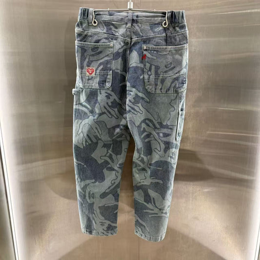 香港直郵 專櫃正品 aape26春夏 字母刺繡迷彩潮流休閑水洗牛仔長褲C688