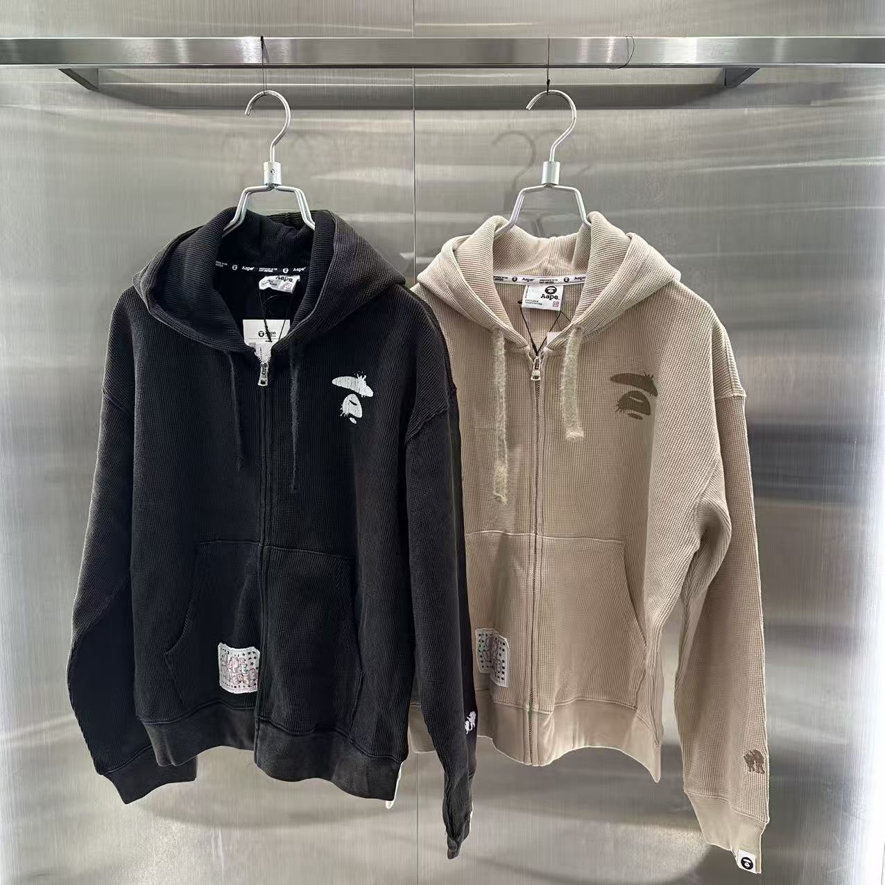 香港直郵 Aape 25秋冬 女裝 裂紋印花水洗做舊連帽衛衣外套D332