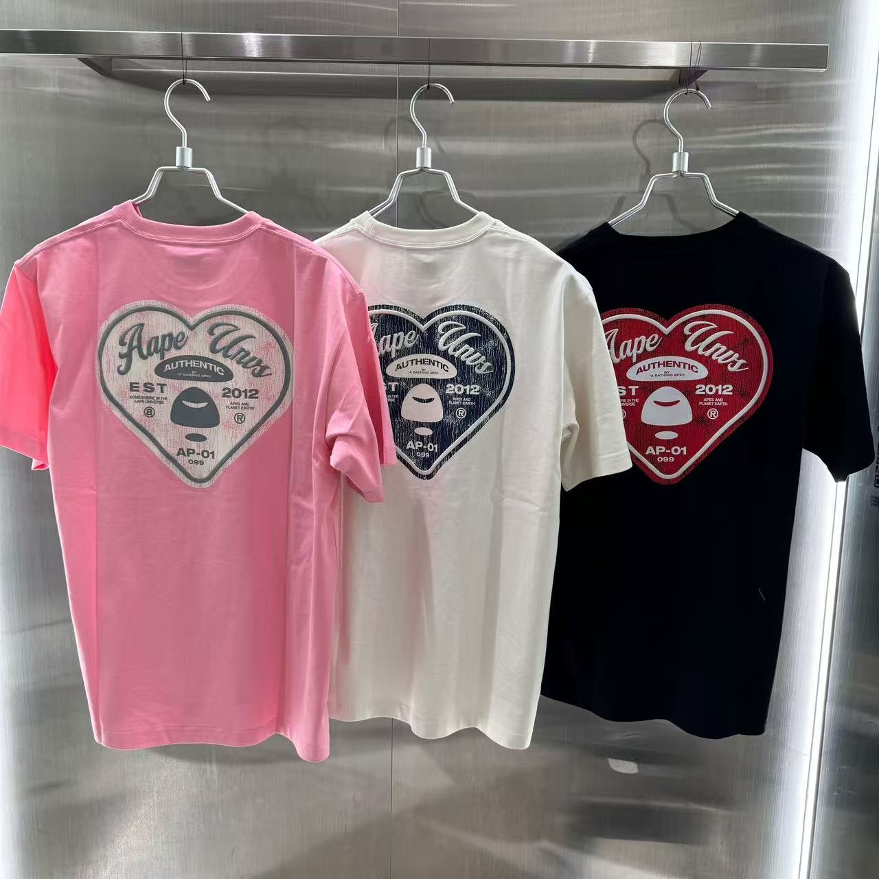 香港直郵 專櫃正品 Aape 男裝 26春夏愛心猿顏字母圖案印花短袖T恤1856