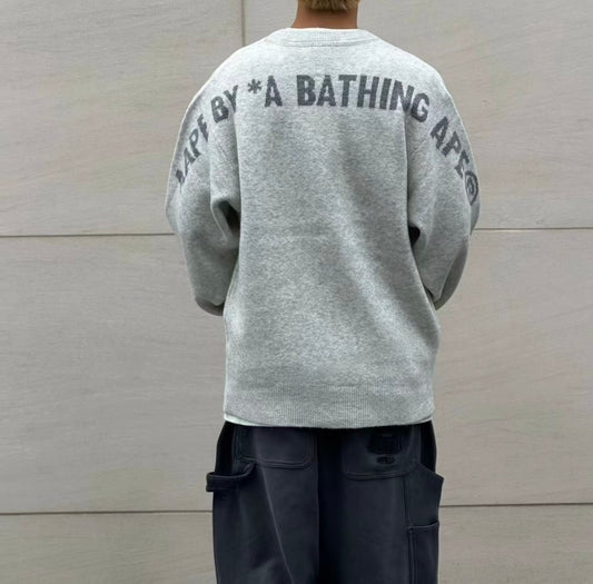 香港直郵 Aape 男裝26秋冬猿人刺繡章字母提花拉鍊開衫針織衫B384 AAPKNMB384XXR