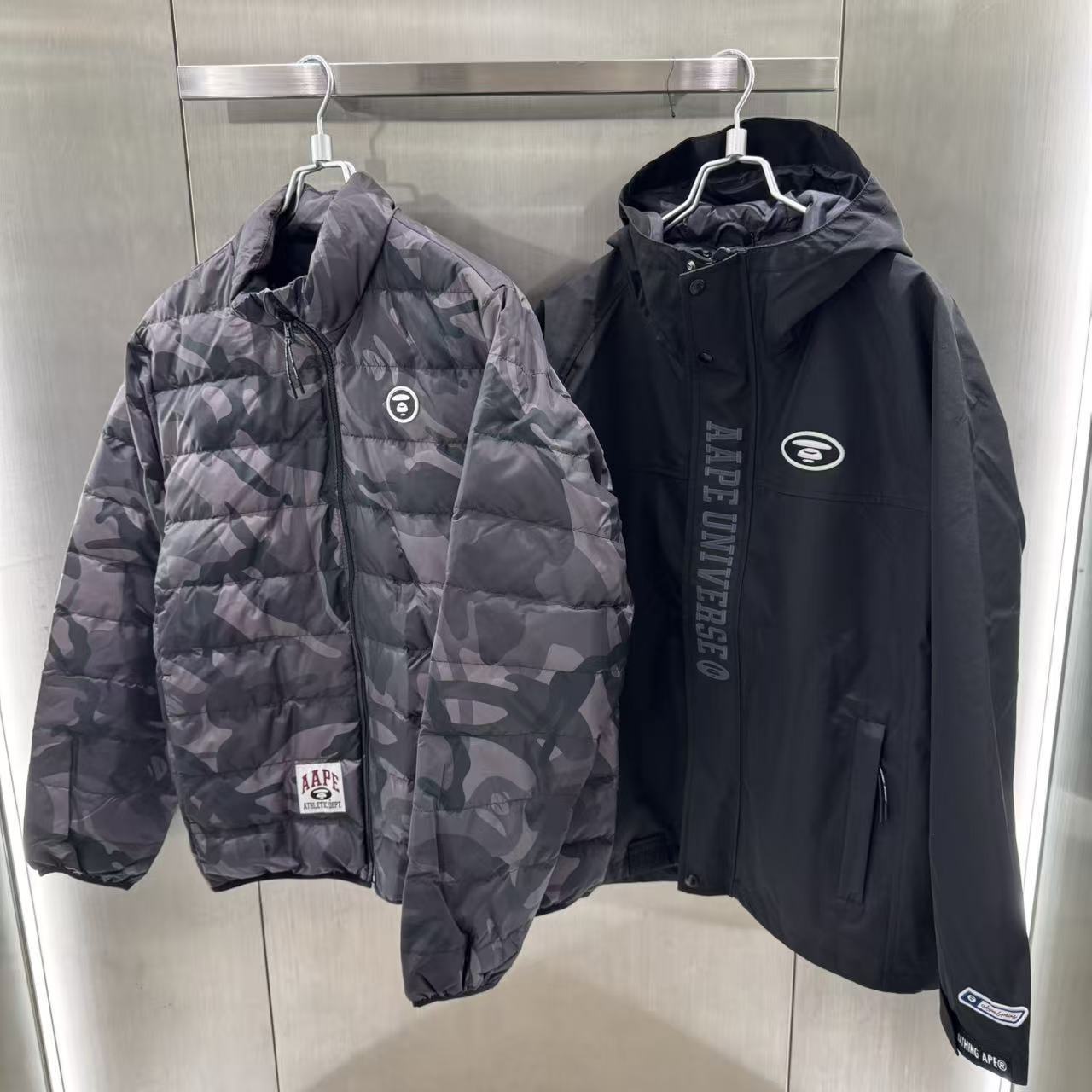 香港直郵 Aape 男裝 25秋冬 可拆卸內膽迷彩潮流羽絨服兩件套7735