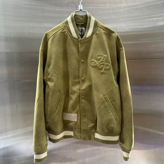香港直郵 Aape 25秋冬 男 復古做舊休閑潮流棒球服夾克外套7753