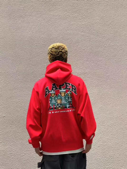 香港直邮 Aape 男装 26秋冬冰球猿人军团棒球服连帽卫衣外套D395 AAPSWMD395XXR