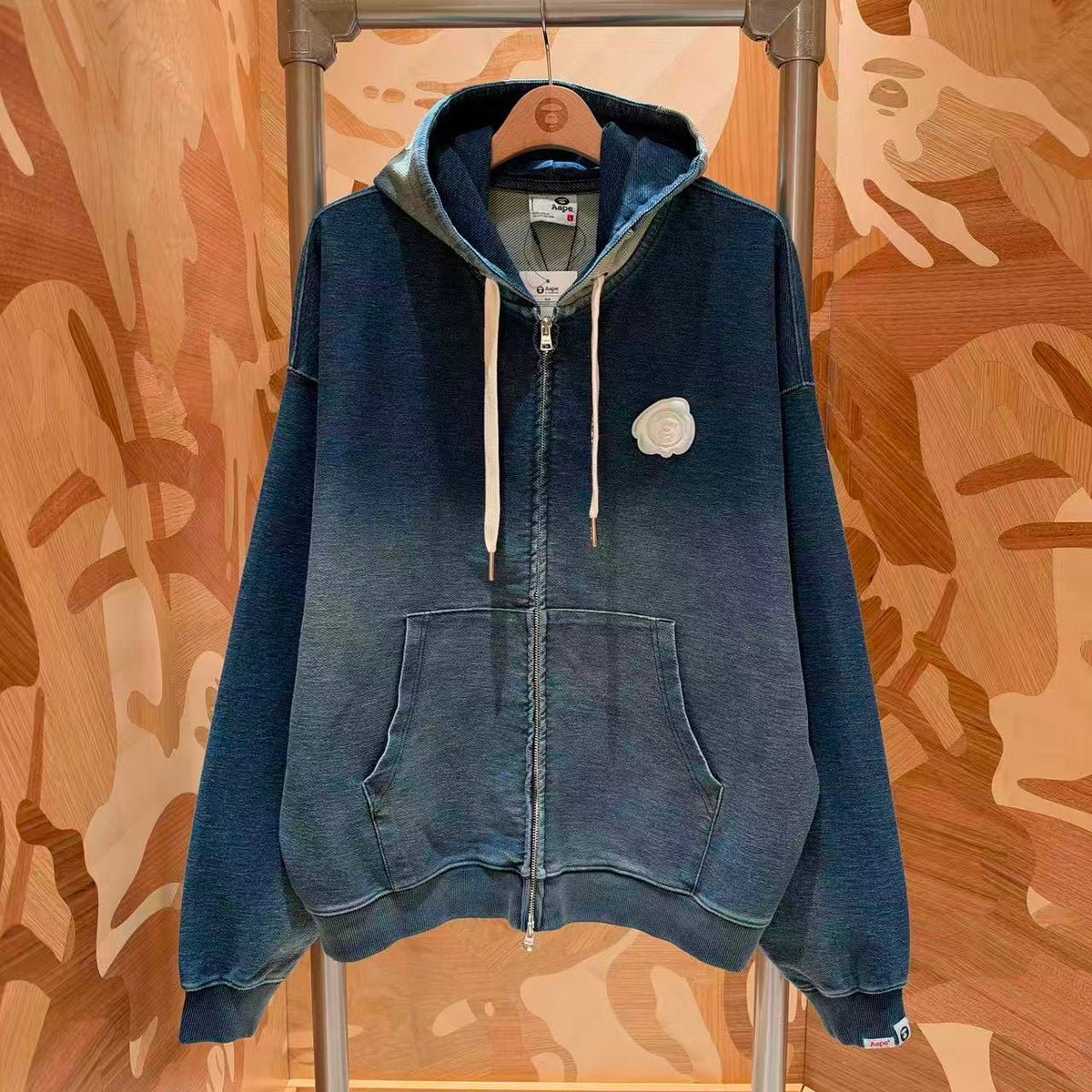 香港直郵 Aape 男裝 26秋冬星星連帽水洗拉鏈休閒開衫外套衛衣E318 AAPSWME318XXR