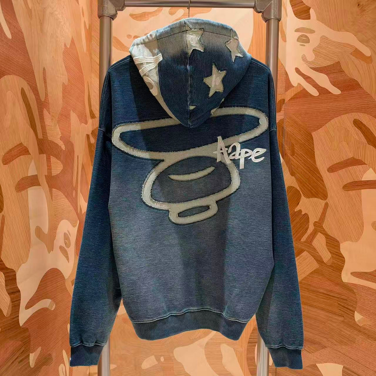 香港直郵 Aape 男裝 26秋冬星星連帽水洗拉鏈休閒開衫外套衛衣E318 AAPSWME318XXR