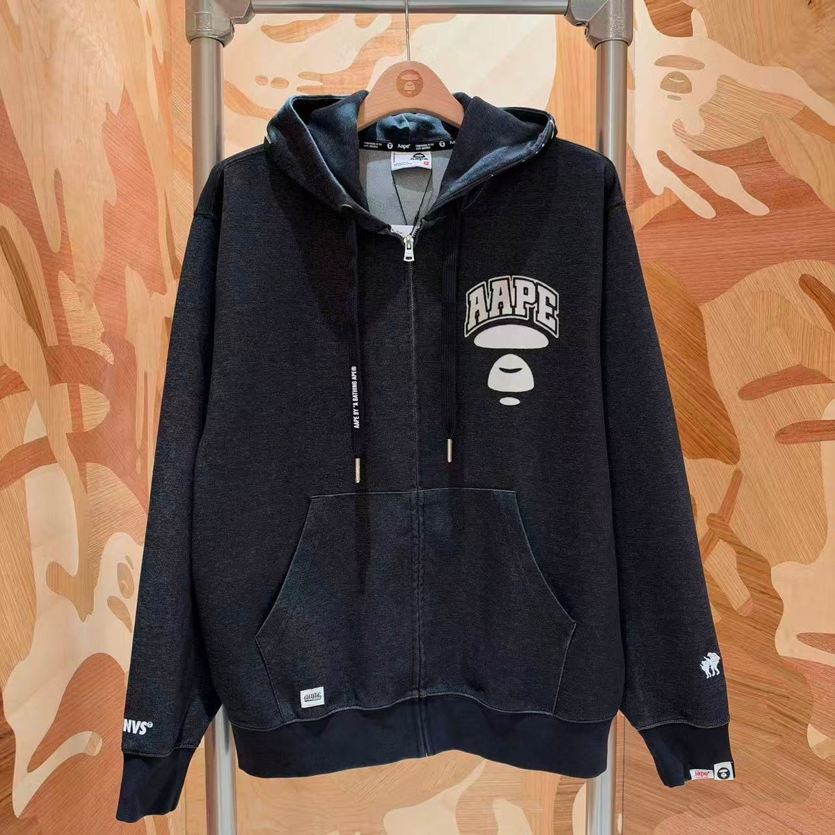 香港直郵 Aape 男裝 26秋冬猿人星星連帽拉鏈休閒開衫外套衛衣E314 AAPSWME314XXR