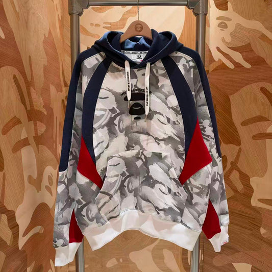 香港直郵 Aape 男裝 26秋冬迷彩撞色拼接街頭潮流連帽衛衣E331 AAPSWME331XXR