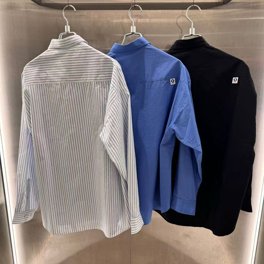 香港直郵 專櫃正品 Aape 26春夏 AAPENOW 猿人小標徽章舒適休閒條紋長袖襯衫8557