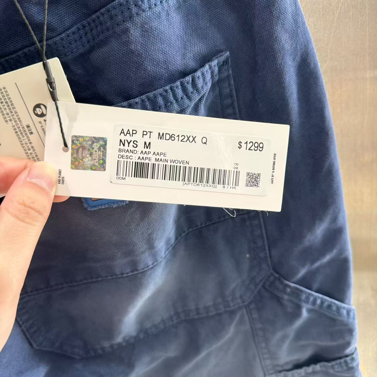 香港代購 專櫃正品 Aape 男裝 26春夏猿人徽章字母刺繡復古水洗休閑長褲D612