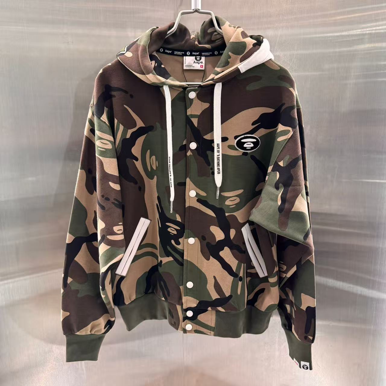 香港直郵 專櫃正品 Aape 男裝 26春夏星星猿人迷彩連帽摁扣棒球服衛衣外套D361