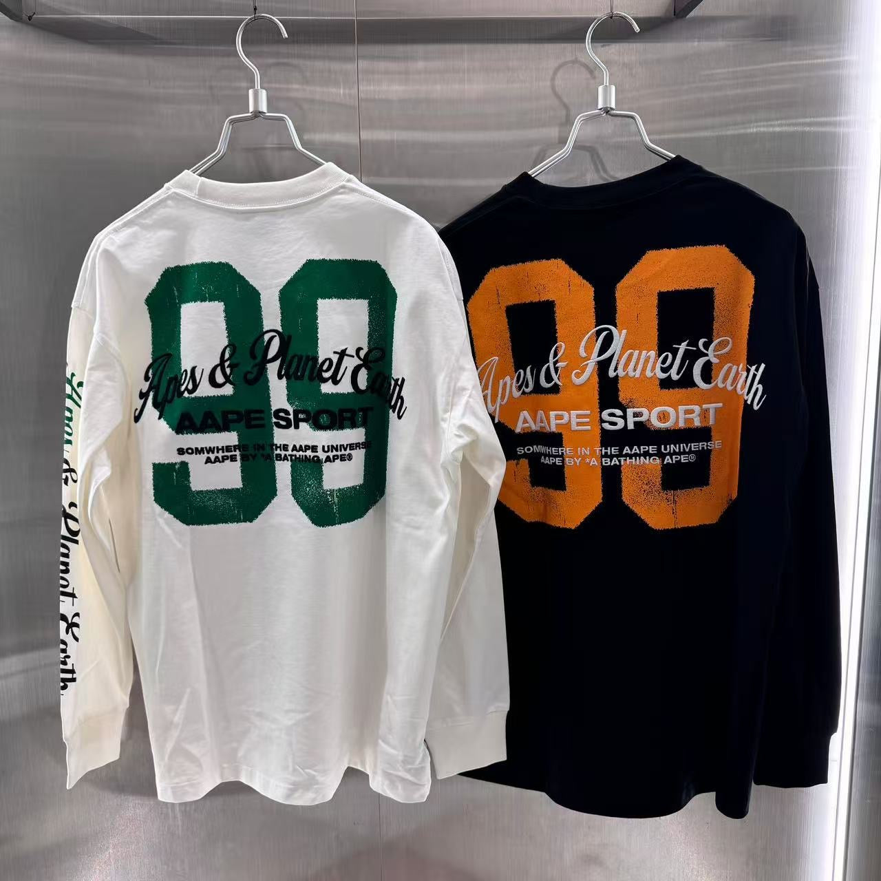 香港直郵 專櫃正品 Aape 26春夏男 美式復古字母印花長袖T恤1849