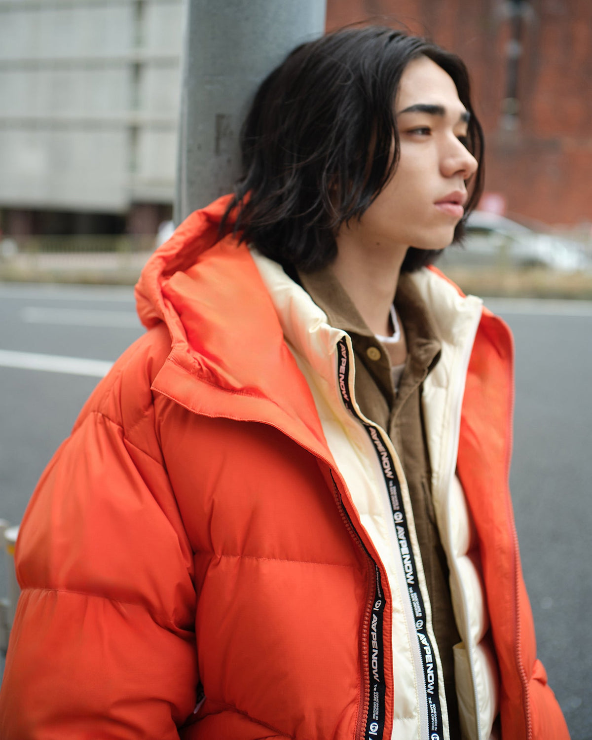 香港直郵 Aape 男裝 26秋冬牙刷繡徽章純色質感連帽羽絨服外套7787 AAPDNM7787XXR
