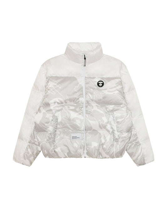 香港直郵 Aape 26秋冬 猿人徽章暗紋迷彩拼接立領羽絨服外套7788  AAPDNM7788XXR