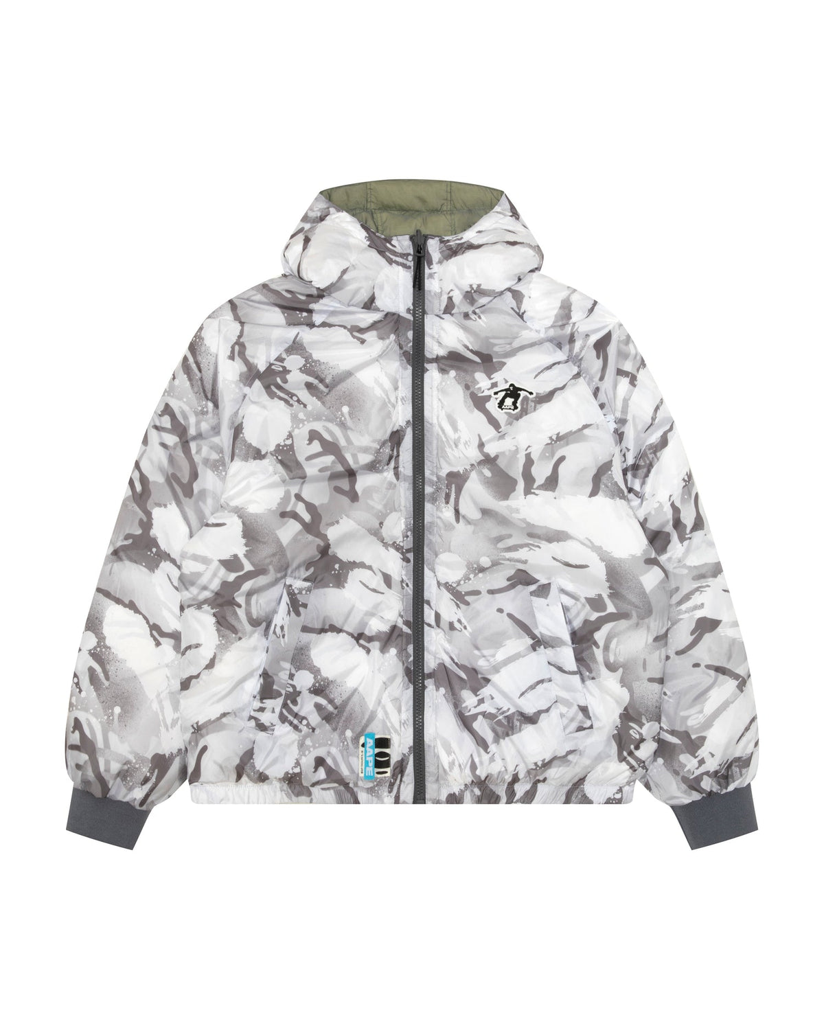 香港直邮 Aape 男裝 26秋冬雙面穿純色滑板猿人迷彩滿印羽絨服7804  AAPDNM7804XXR