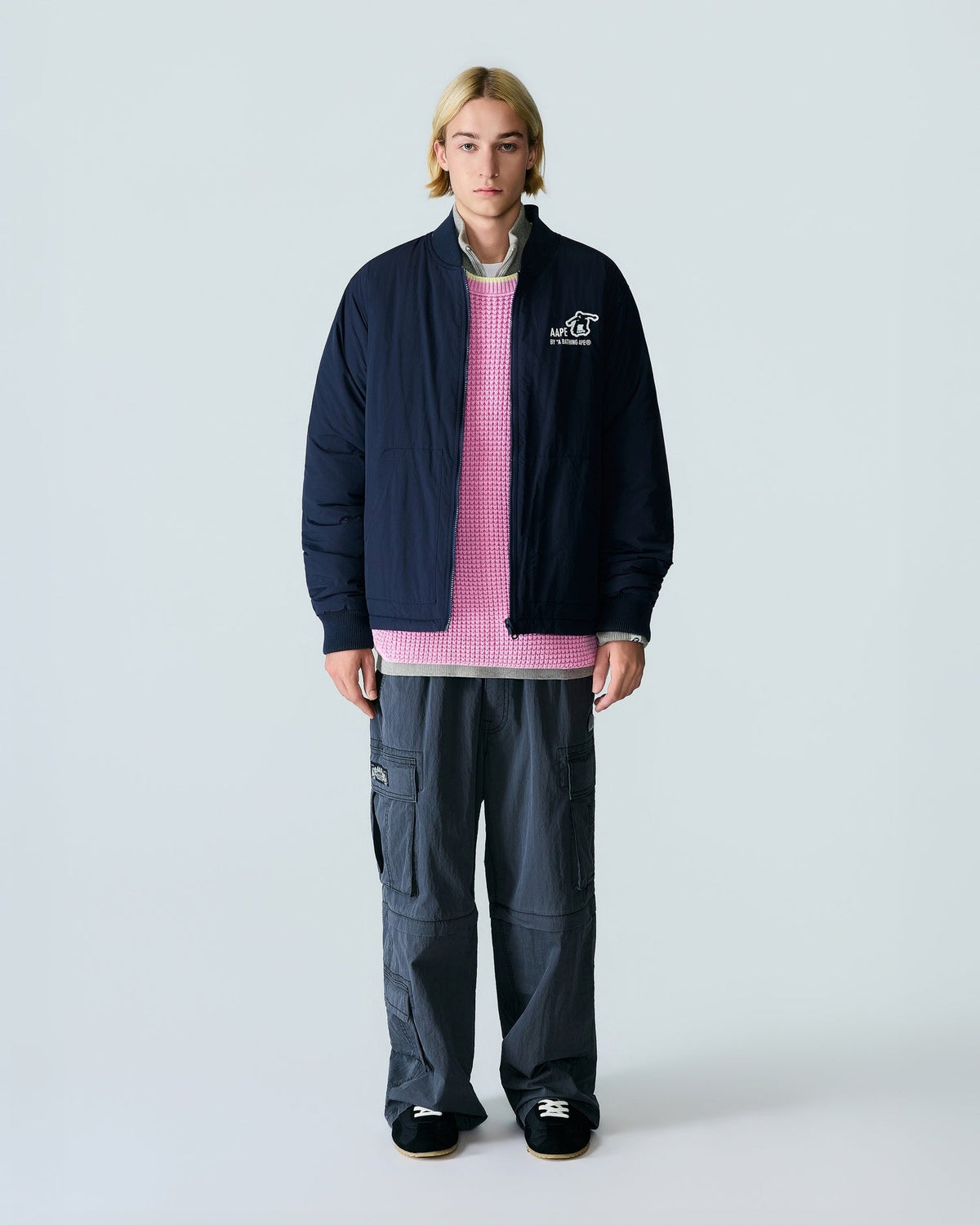 香港直郵 Aape  男裝秋冬水洗猿人迷彩牛仔夾克外套兩件套7811  AAPJKM7811XXR