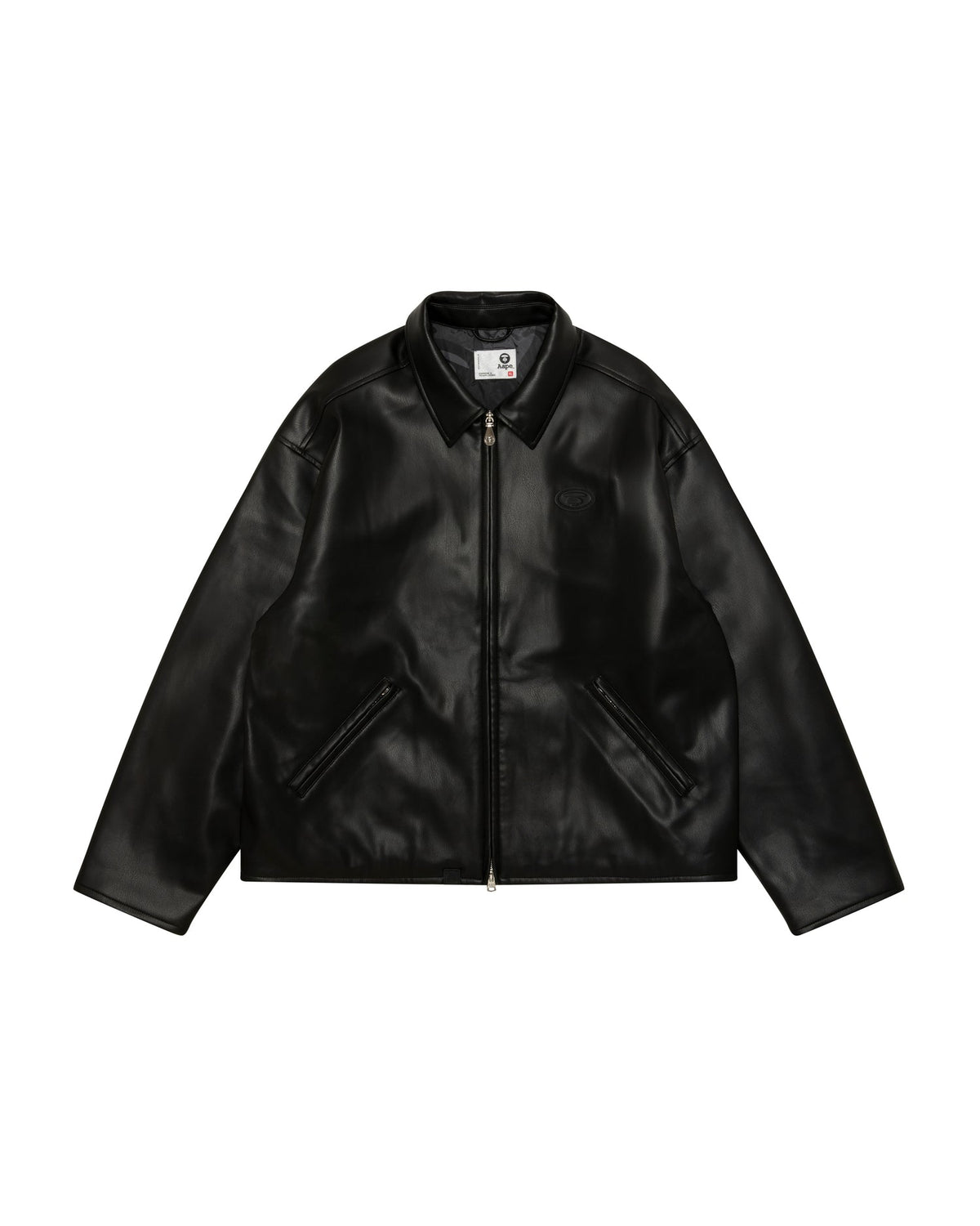 香港直郵 Aape 男裝 26秋冬猿人徽章迷彩內襯仿皮夾克外套7830 AAPJKM7830XXR