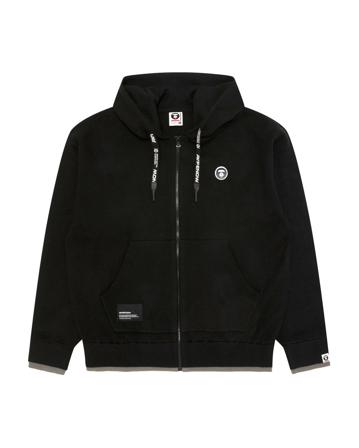 香港直郵 Aape 男装 26秋冬牙刷绣徽章假两件连帽拉链针织衫D387 AAPKNMD387XXR