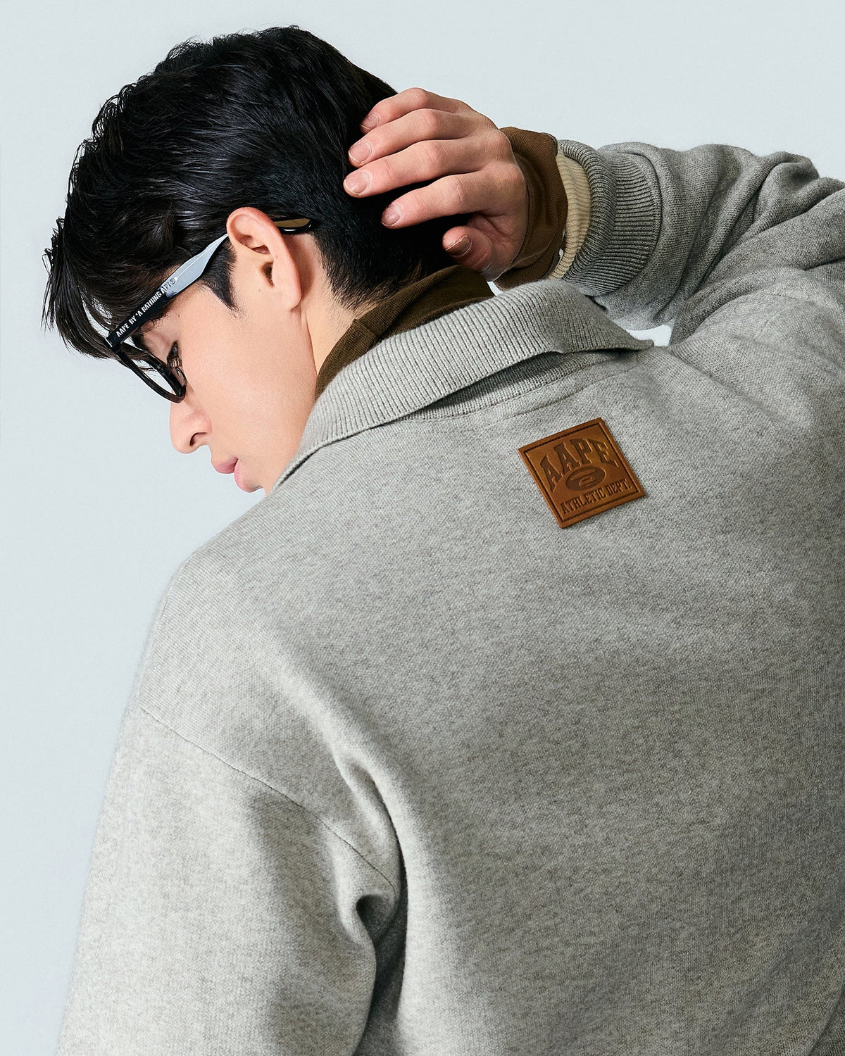 香港直郵 Aape 男装 26秋冬猿人刺绣撞色假两件质感POLO针织衫E335 AAPKNME335XXR