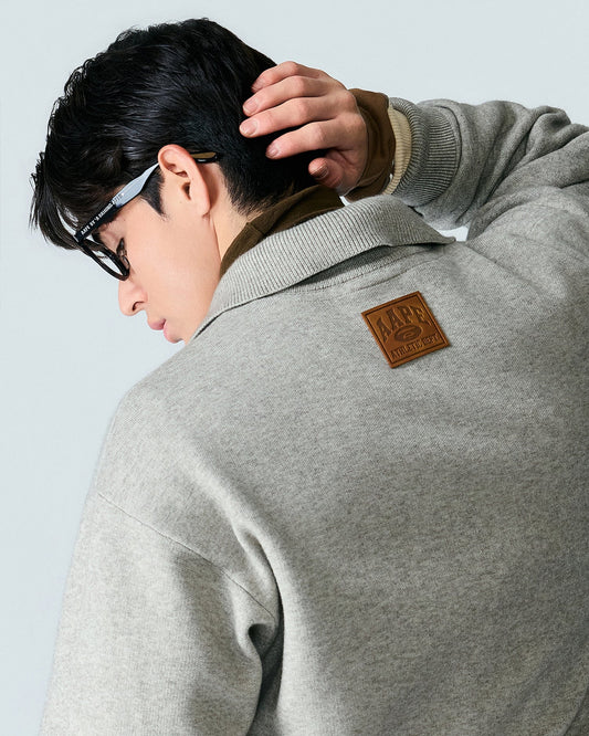 香港直郵 Aape 男装 26秋冬猿人刺绣撞色假两件质感POLO针织衫E335 AAPKNME335XXR