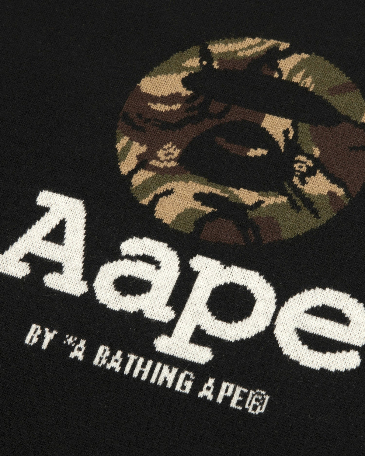 香港直郵 Aape 男裝 26秋冬迷彩猿人字母提花毛衣針織衫E339 AAPKNME339XXR
