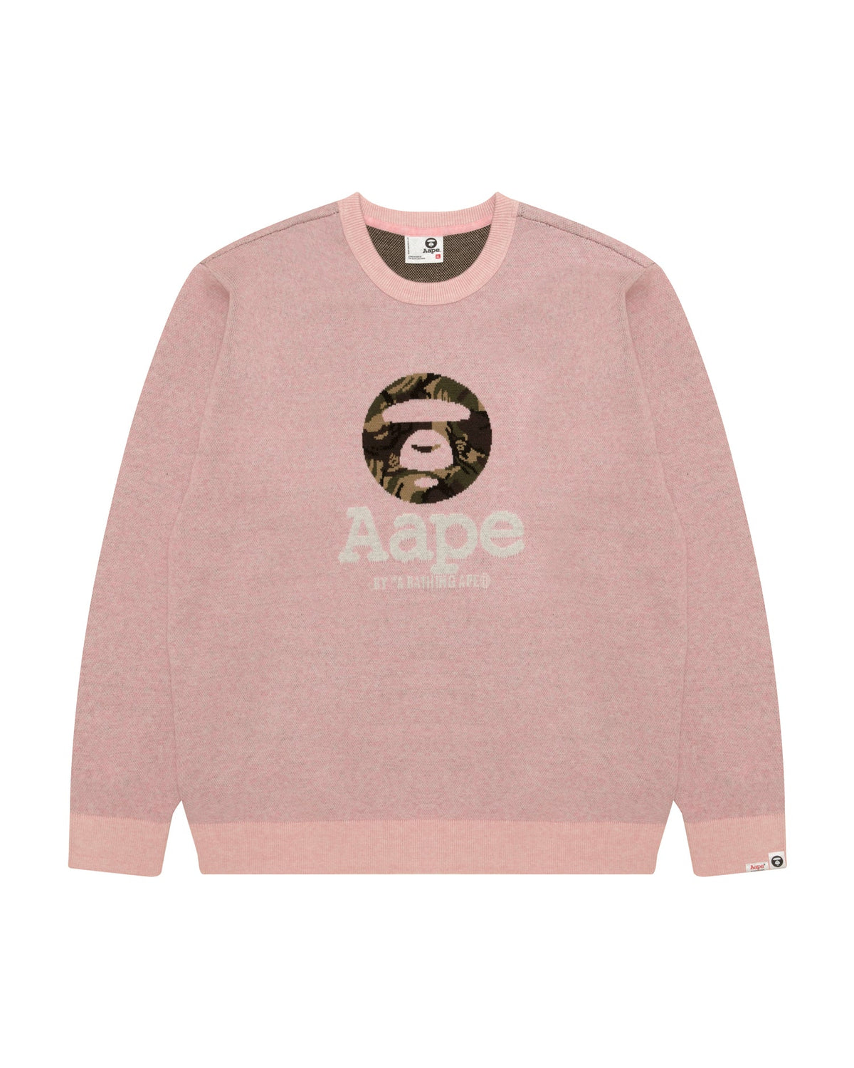 香港直郵 Aape 男裝 26秋冬迷彩猿人字母提花毛衣針織衫E339 AAPKNME339XXR