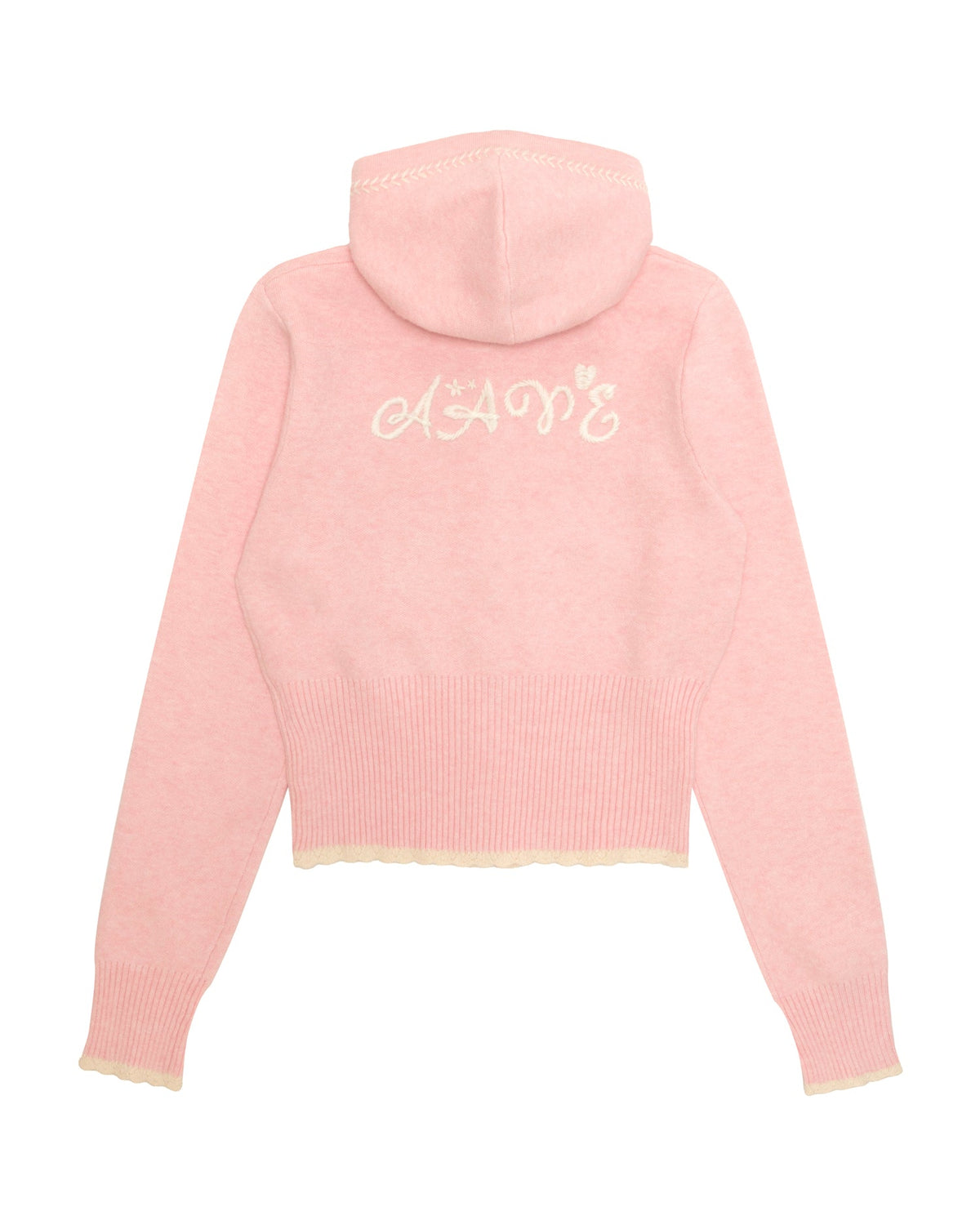 香港直郵 Aape 女装 26秋冬心型小狗猿人刺绣连帽拉链针织衫E360 AAPKNWE360XXR