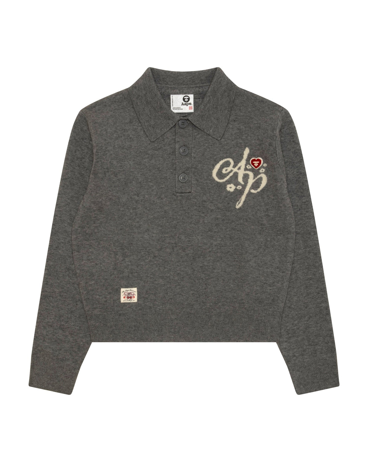 香港直郵 Aape 女裝 26 秋冬款 心形牙刷刺繡徽章短款 POLO 針織毛衣 E367 AAPKNWE367XXR