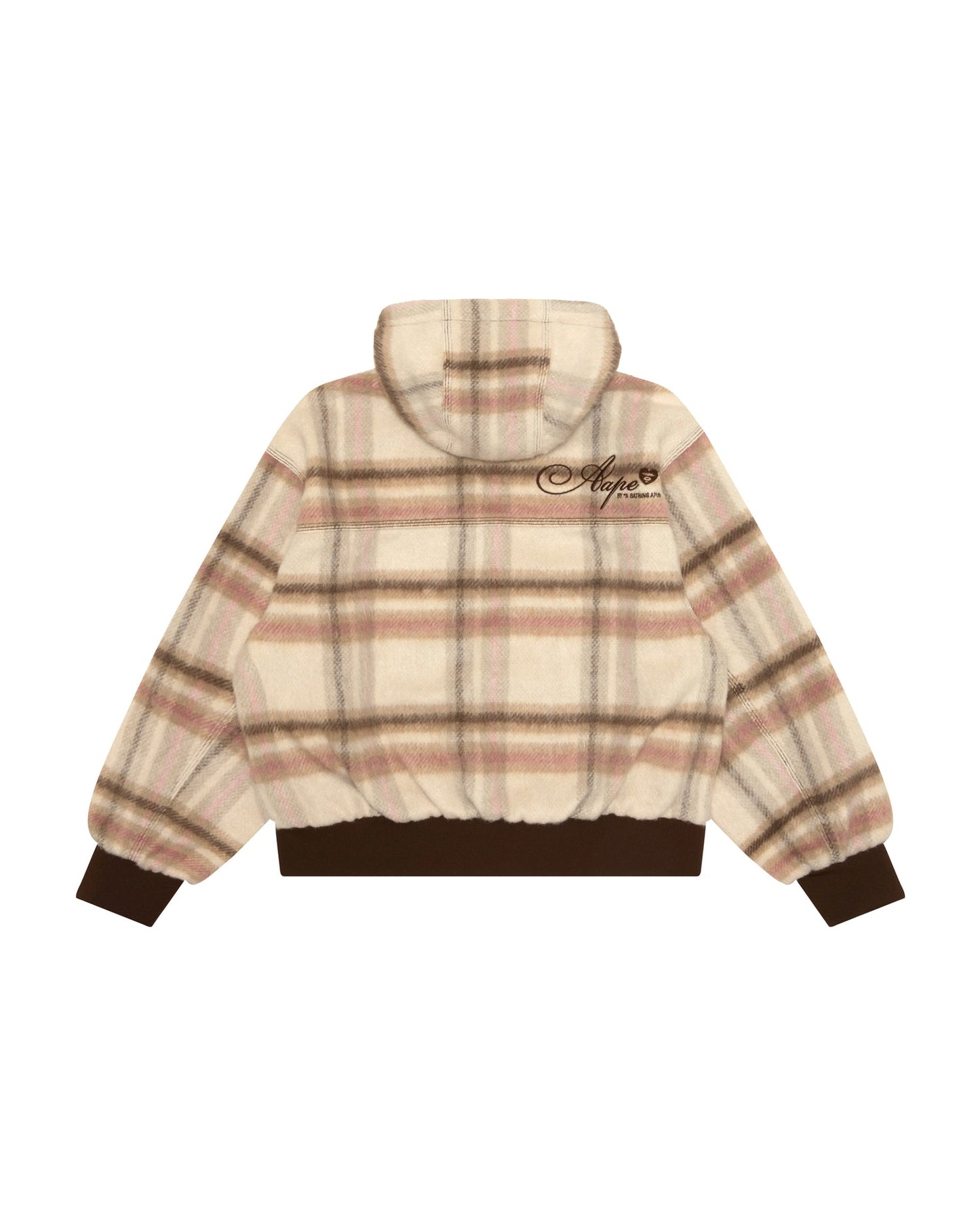 Aape 女裝 26秋冬狗狗愛心猿人章格紋學院連帽夾克外套7825