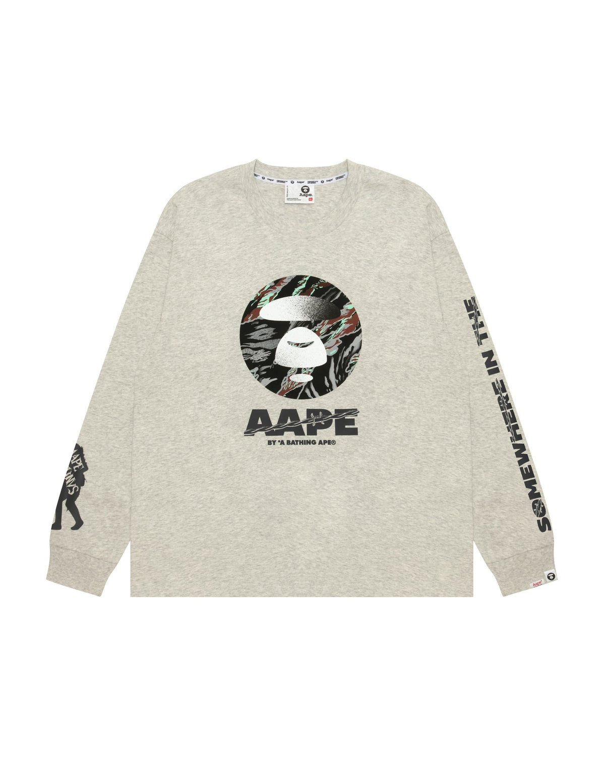香港直郵 Aape 男装 26秋冬撞色迷彩猿人印花街头潮流长袖T恤1966 AAPLTM1966XAR