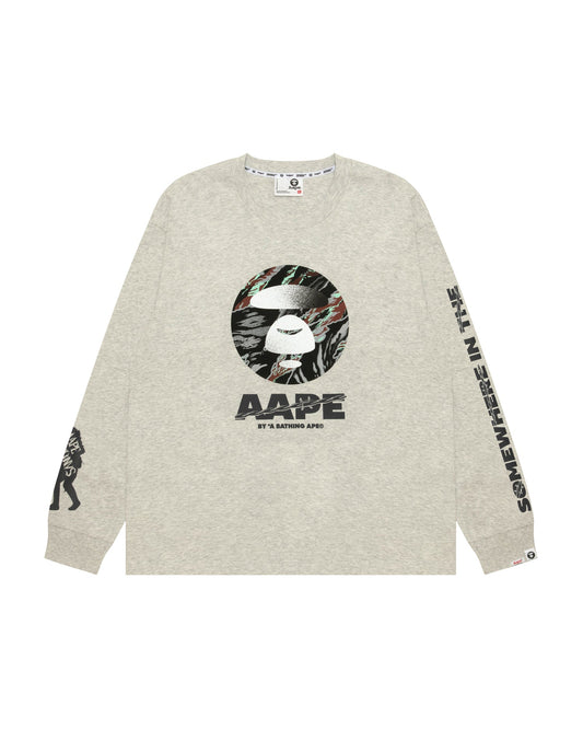 香港直郵 Aape 男装 26秋冬撞色迷彩猿人印花街头潮流长袖T恤1966 AAPLTM1966XAR