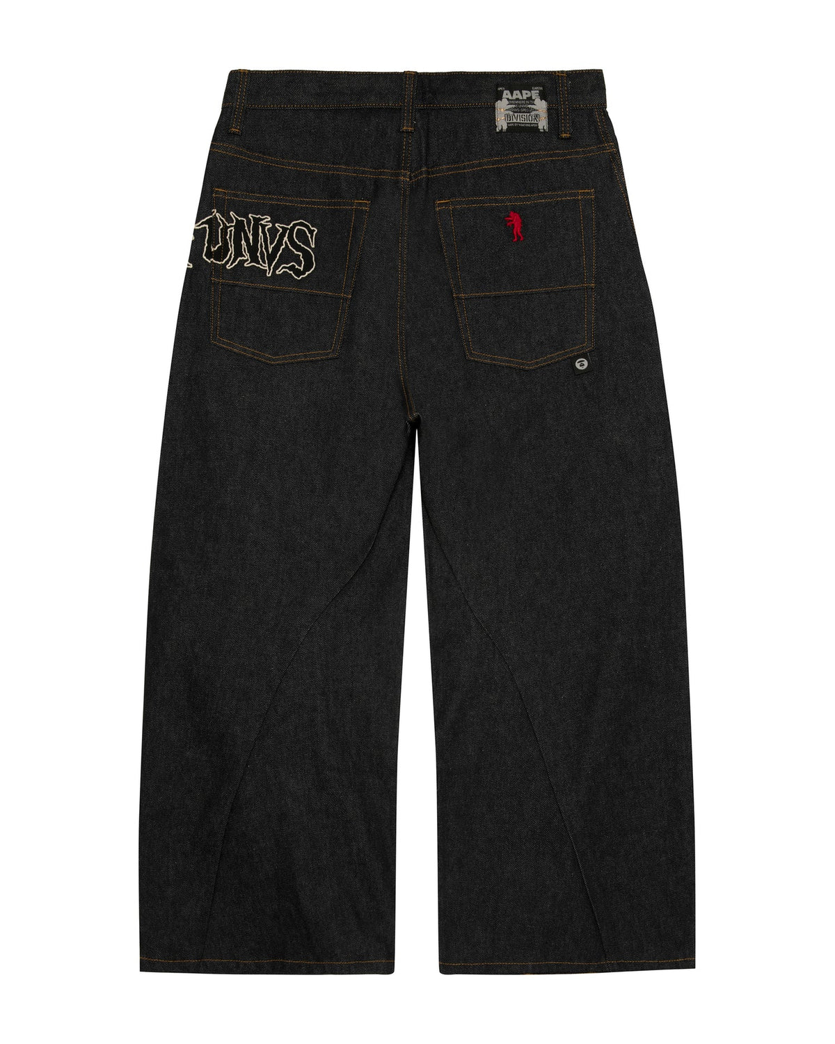 香港直郵 Aape 男裝 26秋冬3D立體剪裁字母刺繡原色牛仔褲D657 AAPPTMD657XXR