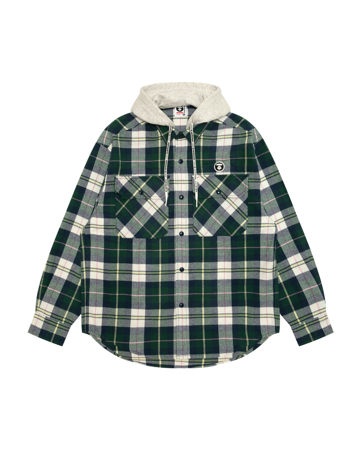 香港直郵 Aape 男裝 26秋冬 猿人刺繡章可拆卸帽撞色格紋襯8587 AAPSTM8587XXR