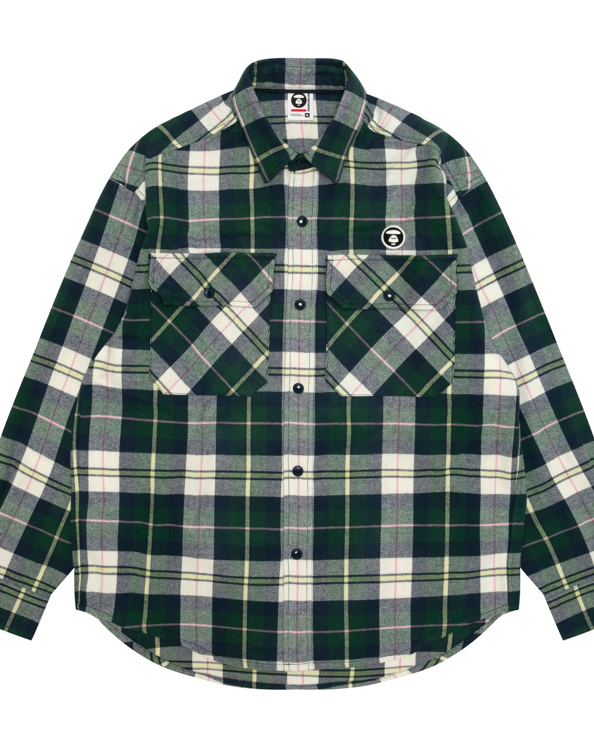 香港直郵 Aape 男裝 26秋冬 猿人刺繡章可拆卸帽撞色格紋襯8587 AAPSTM8587XXR