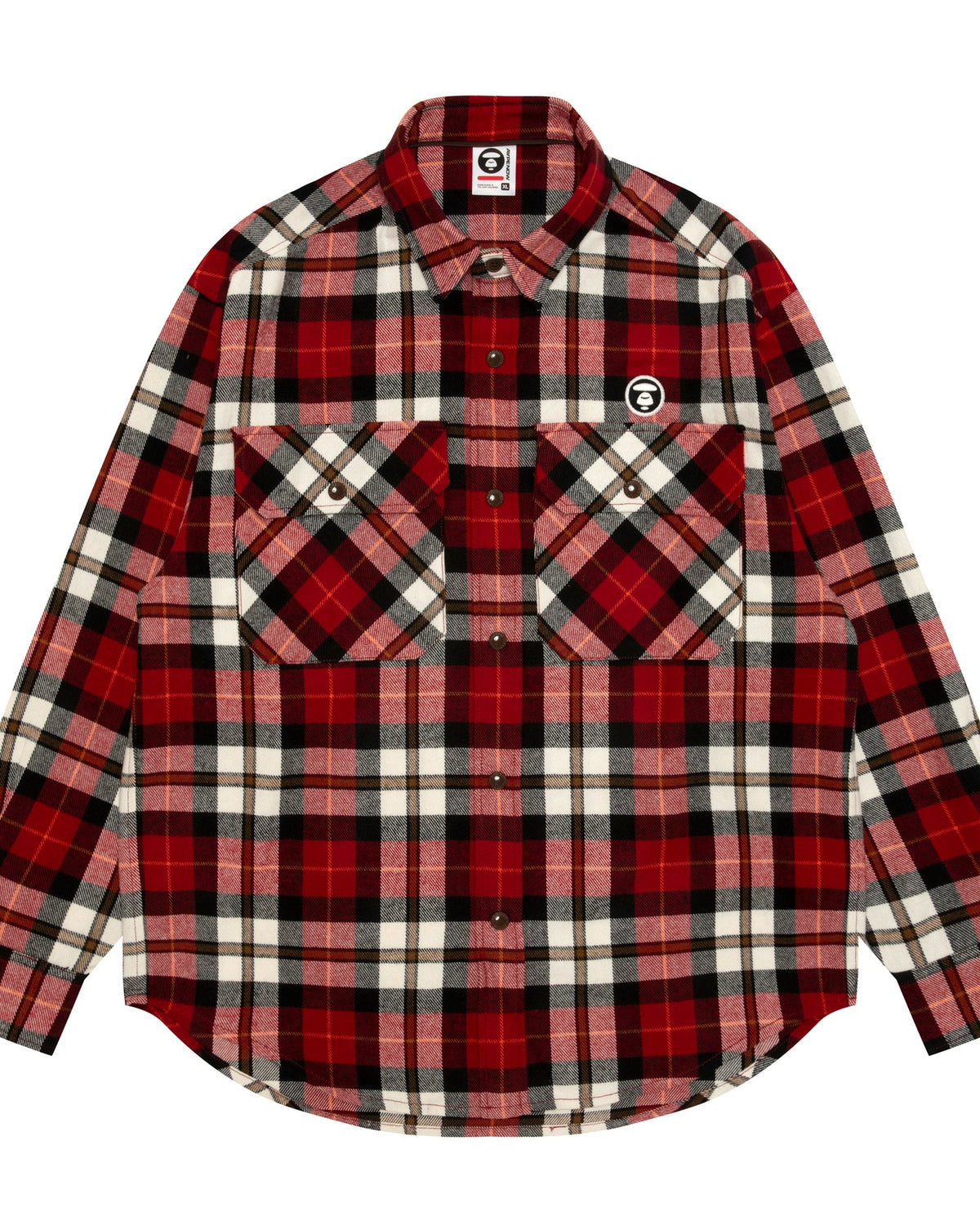 香港直郵 Aape 男裝 26秋冬 猿人刺繡章可拆卸帽撞色格紋襯8587 AAPSTM8587XXR