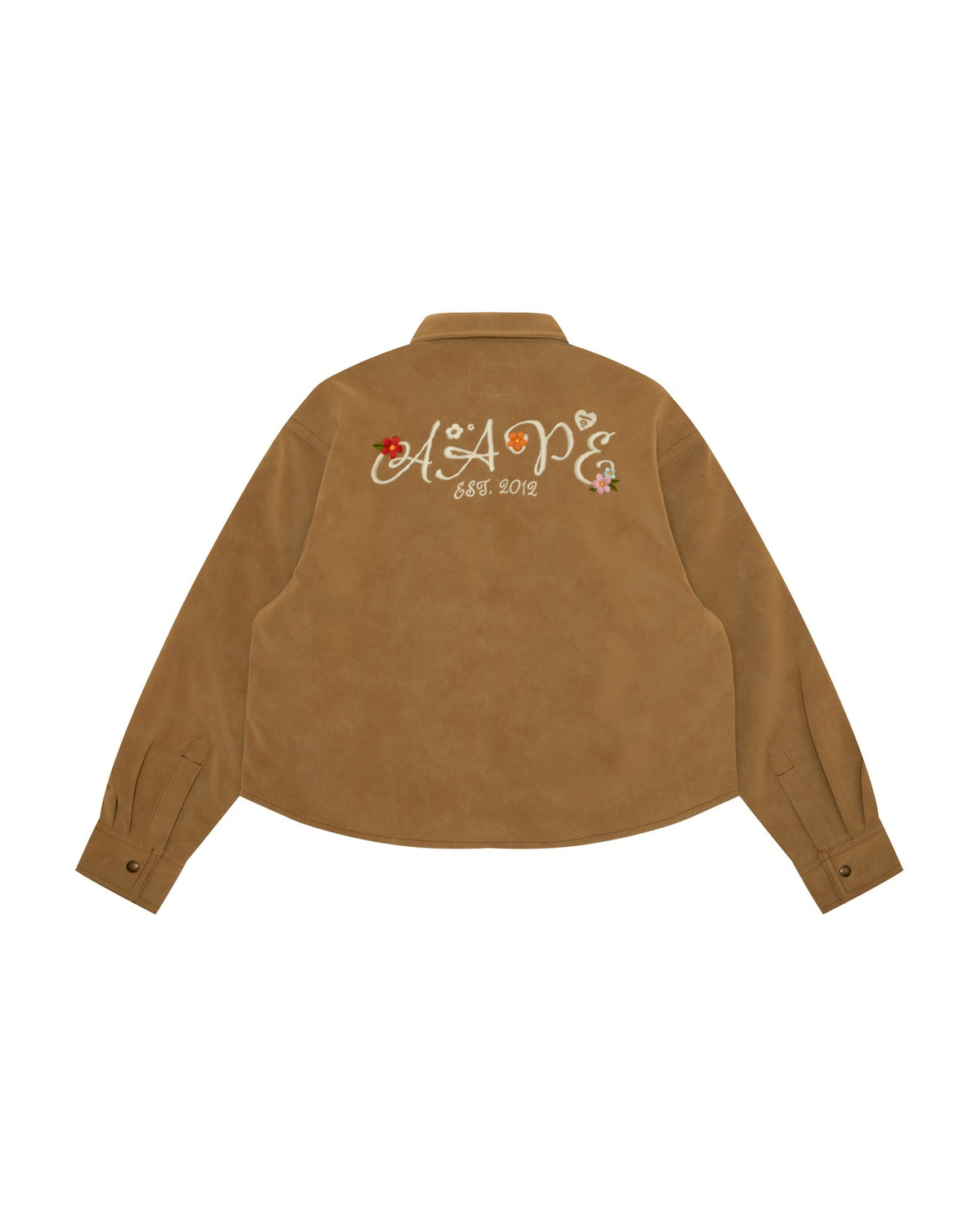 香港直郵 Aape  女装 26秋冬心型小羊猿人徽章花卉刺绣长袖衬衫8593 AAPSTW8593XAR