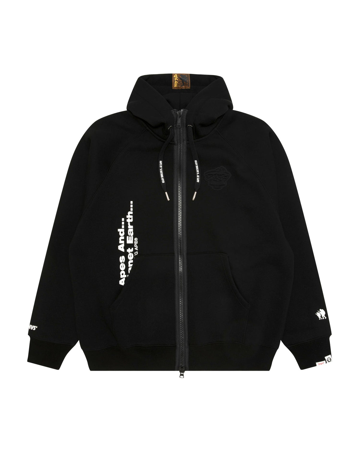 香港直郵 Aape 男裝 26秋冬字母印花拉鏈加絨連帽休閒衛衣外套 C397 AAPSWMC397XXR