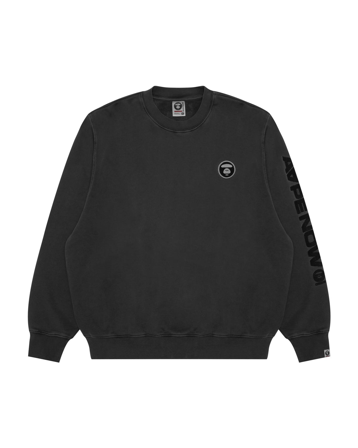 香港直郵 Aape 男装 26秋冬猿人刺绣章水洗做旧加绒质感圆领卫衣D375 AAPSWMD375XXR